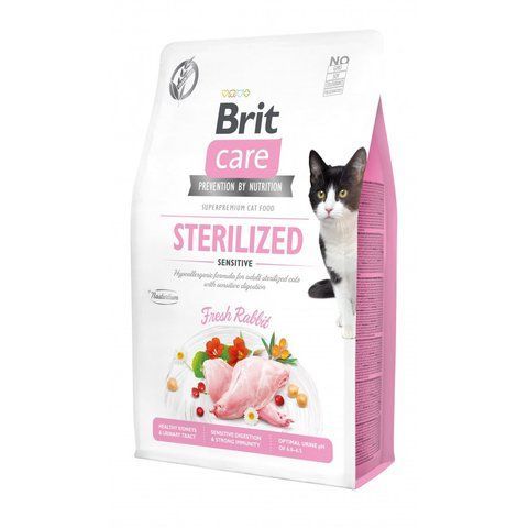 Корм сухий Brit Care Cat Grain Free Sterilized Sensitive для стерилізованих котів з чутливим травленням з кроликом 2 кг S171290/0761 фото