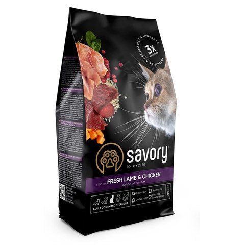 Корм сухий Savory Adult Cat Steril Fresh Lamb and Chicken для стерилізованих котів з ягнятиною та куркою 400 г S30105 фото