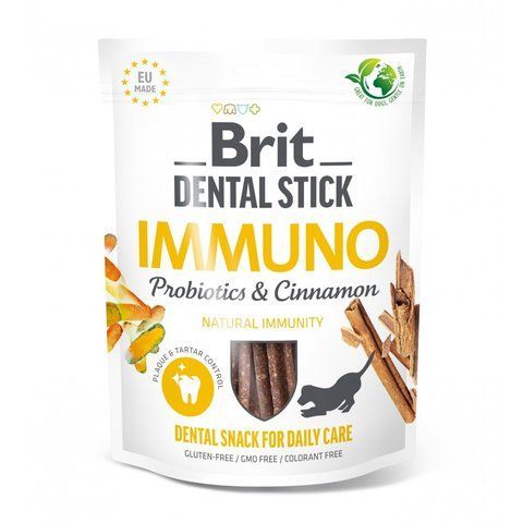 Ласощі Brit Dental Stick Immuno для дорослих собак з пробіотиками та корицею для міцного імунітету 7 шт 251 г S112104 фото