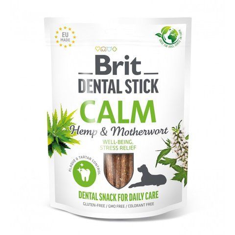 Ласощі Brit Dental Stick Calm для дорослих собак з коноплею та пустирником заспокійливі 7 шт 251 г S112105 фото