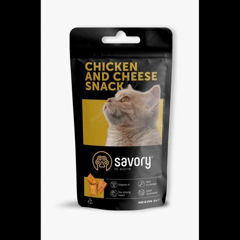 Хрумкі ласощі Savory Cats Snacks Pillows Gourmand with Chicken and Cheese для дорослих вибагливих котів подушечки з куркою та сиром 60 г S31461 фото