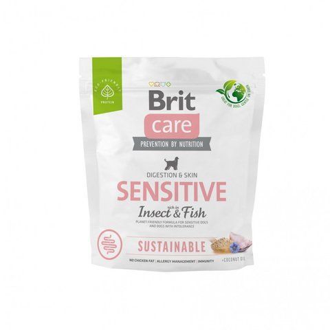 Корм сухий Brit Care Dog Sustainable Sensitive для собак з чутливим травленням з рибою та комахами 1 кг S172187 фото