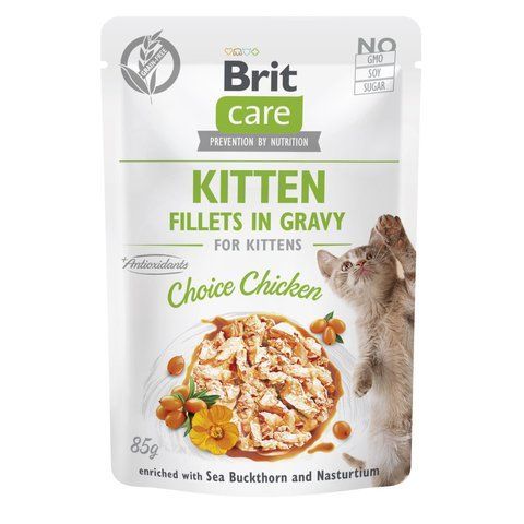 Корм вологий Brit Care Fillets in Gravy Choice Chicken Kitten д/кошенят філе в соусі з куркою 85 г S101047 фото