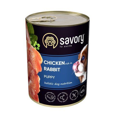 Корм вологий Savory Dog All breeds Puppy Chicken rich in Rabbit паштет для цуценят усіх порід з кроликом 400 г S30587 фото