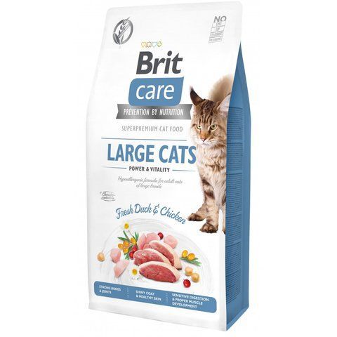 Корм сухий Brit Care Cat Grain Free Large Power Vitality для дорослих котів великих порід з качкою та куркою 7 кг S171309/0907 фото