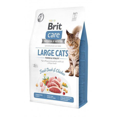 Корм сухий Brit Care Cat Grain Free Large Power Vitality для дорослих котів великих порід з качкою та куркою 2 кг S171310/0914 фото