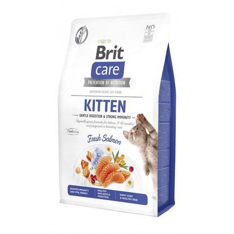 Корм сухий Brit Care Cat Grain Free Kitten Gentle Digestion Strong Immunity для кошенят для міцного імунітету з лососем 2 кг S172542 фото