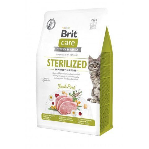 Корм сухий Brit Care Cat Grain Free Sterilized Immunity Support для стерилізованих котів для підтримки імунітету зі свининою 400 г S172544 фото