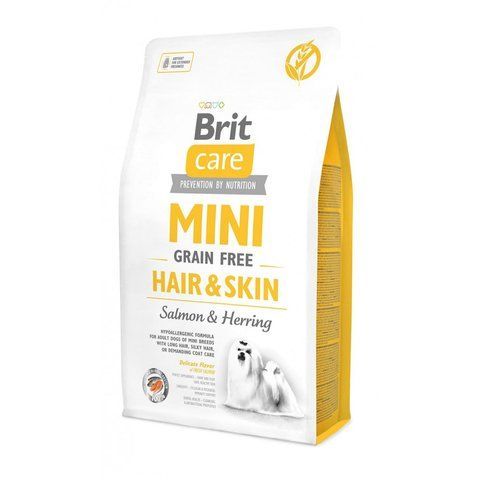 Корм сухий Brit Care Grain Free Mini Hair and Skin для дорослих собак мініатюрних порід для шкіри та шерсті з лососем та оселедцем 2 кг S170782/0220 фото