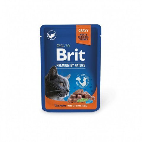 Корм вологий Brit Premium Salmon for Sterilised д/стерилізованих котів лосось 100 г S111833 фото