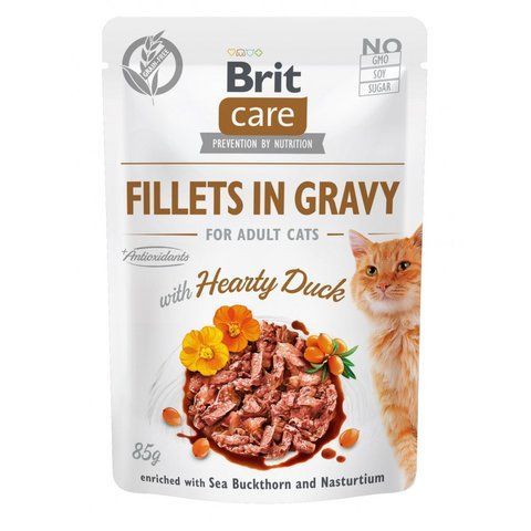 Корм вологий Brit Care Fillets in Gravy Hearty Duck д/котів філе в соусі з качкою 85 г S100529/0518 фото