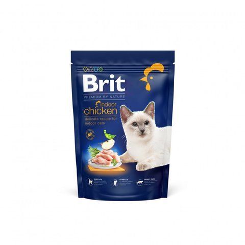 Корм сухий Brit Premium Cat by Nature Indoor для дорослих домашніх котів з куркою 800 г S171853 фото