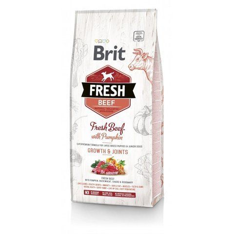 Корм сухий Brit Fresh Beef/Pumpkin Puppy Large для цуценят та молодих собак великих порід з яловичиною та гарбузом 12 кг S170991/530755 фото