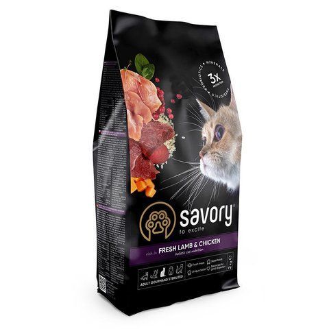 Корм сухий Savory Adult Cat Steril Fresh Lamb and Chicken для стерилізованих котів з ягнятиною та куркою 2 кг S30112 фото