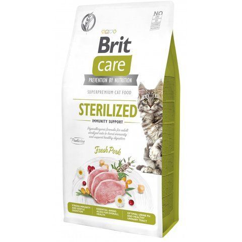 Корм сухий Brit Care Cat Grain Free Sterilized Immunity Support для стерилізованих котів для підтримки імунітету зі свининою 7 кг S172546 фото
