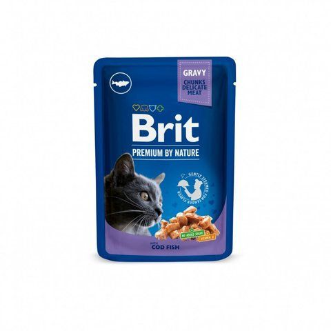 Корм вологий Brit Premium Cat Cod Fish pouch для котів з тріскою 100 г S100272 /506002 фото