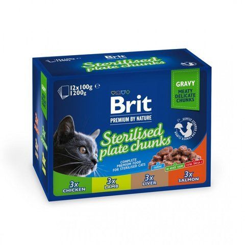 Корм вологий Brit Premium Sterilised Plate д/стерилізованих котів Тарілка д/стерилізованих 12 шт х 100 г S111834 фото