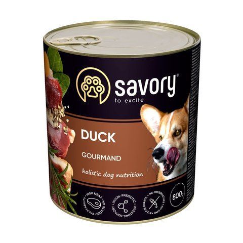 Корм вологий Savory Dog Gourmand Duck паштет для дорослих собак усіх порід з качкою 800 г S30488 фото