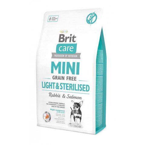 Корм сухий Brit Care Grain Free Mini Light and Sterilised для дорослих собак дрібних порід з зайвою вагою чи стерилізованих з кроликом та лососем 2 кг S170785/1067 фото