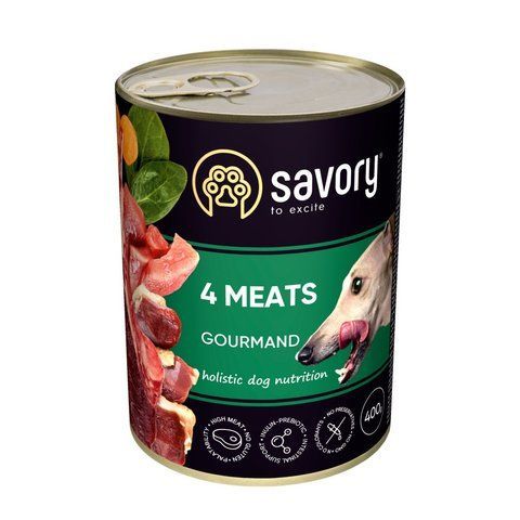 Корм вологий Savory Dog Gourmand 4 meats паштет для дорослих собак усіх порід з чотирма видами м&rsquo;яса 400 г S30396 фото