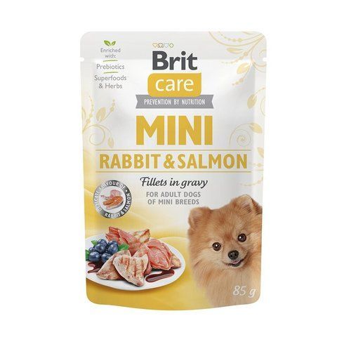 Корм вологий Brit Care Mini для дорослих собак мініатюрних порід філе з кроликом та лососем в соусі 85 г S100913/100218/4432 фото