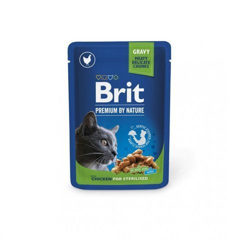 Корм вологий Brit Premium Cat Sterilised Chicken Slices pouch для стерилізованих котів з куркою 100 г S100275 /506033 фото
