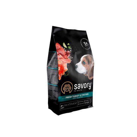 Корм сухий Savory Puppy rich in Fresh Turkey and Chicken для цуценят всіх порід зі свіжою індичкою і куркою 1 кг S30280 фото