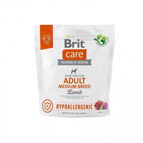 Корм сухий Brit Care Dog Hypoallergenic Adult Medium Breed для собак середніх порід гіпоалергенний з ягням 1 кг S172214 фото