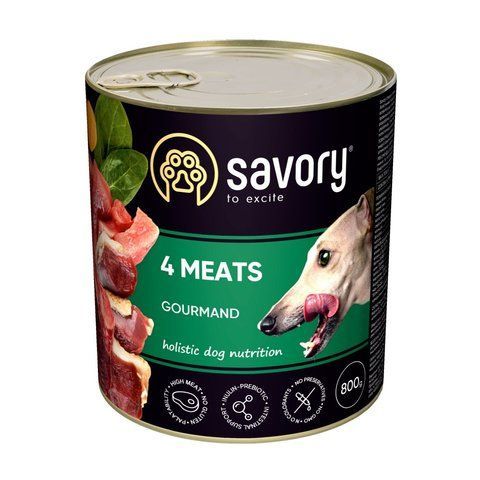 Корм вологий Savory Dog Gourmand 4 meats паштет для дорослих собак усіх порід з чотирма видами м&rsquo;яса 800 г S30402 фото