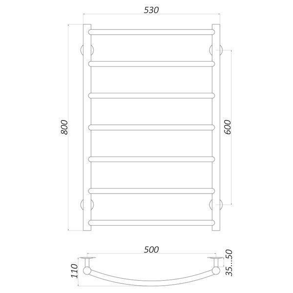 Рушникосушарка UNIO LD W 800-500-7 Драбинка Дуга вода 000020655 фото