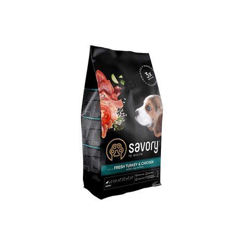 Корм сухий Savory Puppy rich in Fresh Turkey and Chicken для цуценят всіх порід зі свіжою індичкою і куркою 3 кг S30297 фото