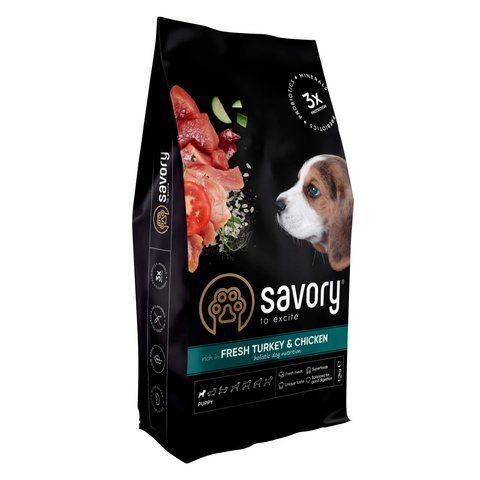 Корм сухий Savory Puppy rich in Fresh Turkey and Chicken для цуценят всіх порід зі свіжою індичкою і куркою 12 кг S30303 фото