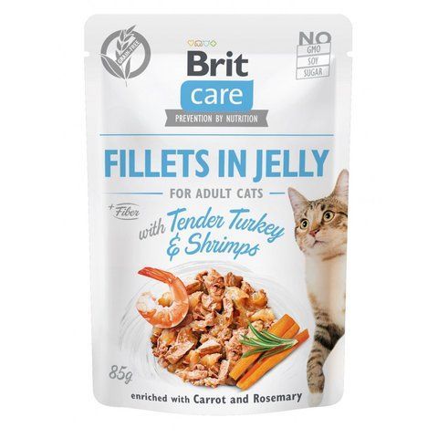 Корм вологий Brit Care Fillets in Jelly Tender Turkey and Shrimps д/котів філе в желе з індичкою та креветками 85 г S100535/0570 фото