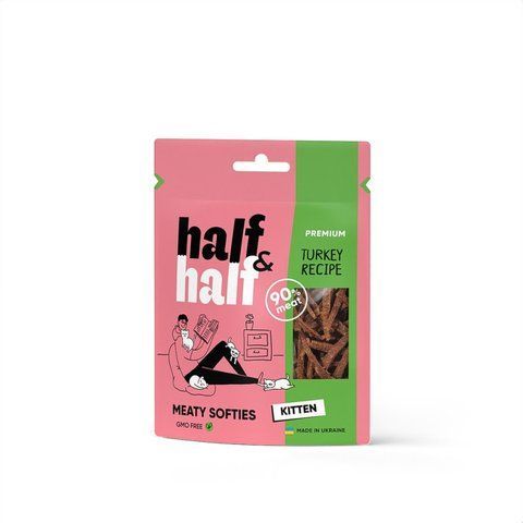 Ласощі HalfHalf м ясні смужечки для кошенят, з індичкою 50 г S31830 фото