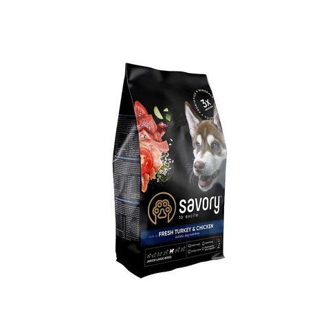 Корм сухий Savory Junior Large rich in Fresh Turkey and Chicken для молодих собак великих порід від 25 кг зі свіжою індичкою та куркою 3 кг S30204 фото