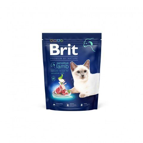 Корм сухий Brit Premium by Nature Cat Sensitive для котів із чутливим травленням з ягням 300 г S171849 фото