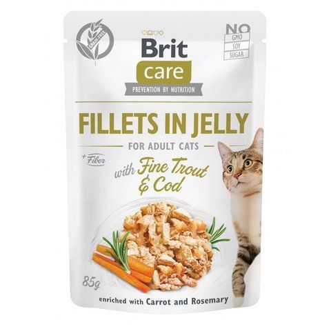 Корм вологий Brit Care Fillets in Jelly Fine Trout and Cod д/котів філе в желе з тріскою та фореллю 85 г S100536/0587 фото