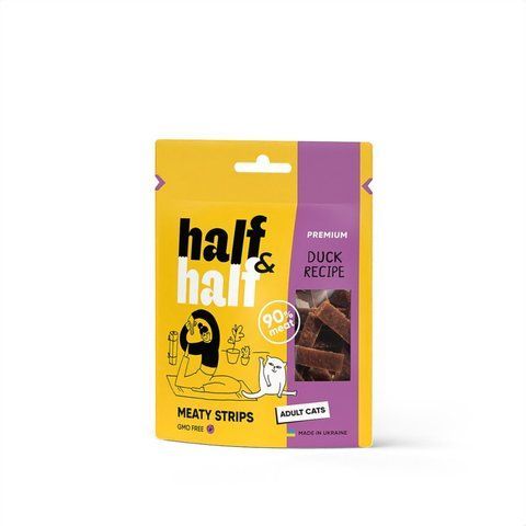Ласощі HalfHalf м ясні смужечки для котів, із качкою 50 г S31847 фото
