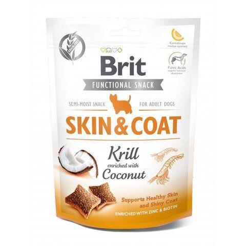 Ласощі Brit Care Functional Snack Skin and Coat для собак для здорової шкіри та шерсті з крилем та кокосом 150 г S111420/9963 фото