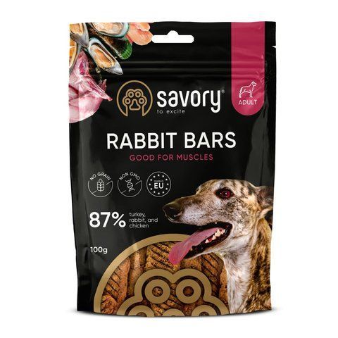 Джерки Savory Bars With Rabbit, батончики з кроликом, 100 г S21113 фото