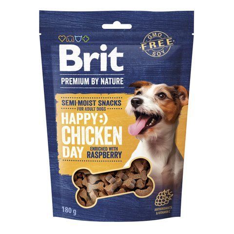 Ласощі Brit Premium Semi-moist Snacks Chicken with Raspberry напіввологі д/cобак з куркою і малиною 180 г S112279 фото