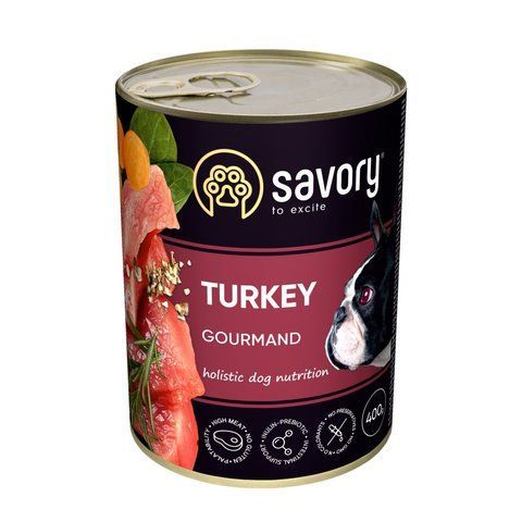Корм вологий Savory Dog Gourmand Turkey паштет для дорослих собак усіх порід з індичкою 400 г S30518 фото