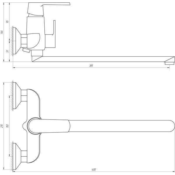 Змішувач для ванни Globus Lux Laguna GLA-0208-10-BB 000021857 фото