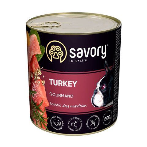 Корм вологий Savory Dog Gourmand Turkey паштет для дорослих собак усіх порід з індичкою 800 г S30525 фото