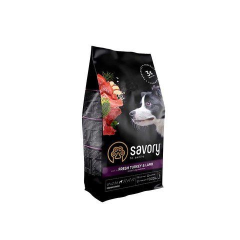 Корм сухий Savory Medium Breed rich in Fresh Turkey and Lamb для дорослих собак середніх порід від 10 до 25 кг зі свіжим ягням та індичкою 1 кг S30259 фото