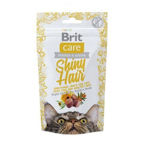 Ласощі Brit Care Functional Snack Shiny Hair д/котів для здоров я шкіри та шерсті з лососем 50 г S111264/1388 фото