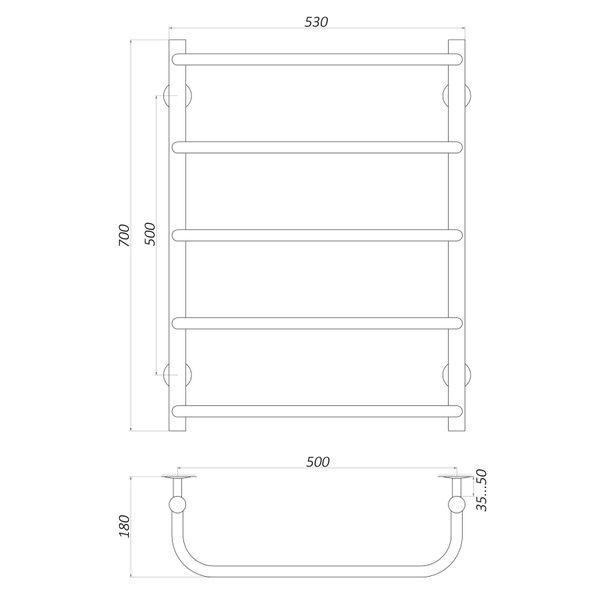 Рушникосушарка UNIO LS W 700-500-5 Драбинка Скоба вода 000020880 фото
