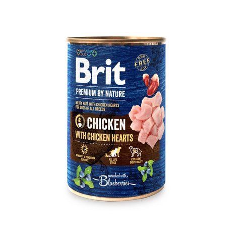 Корм вологий Brit Premium by Nature k консерви для собак з куркою та курячим серцем 400 г S100405/8522 фото