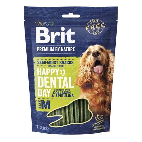 Ласощі Brit Premium Dental Snacks M д/cобак середніх порід з колагеном і спіруліною 180 г S112283 фото