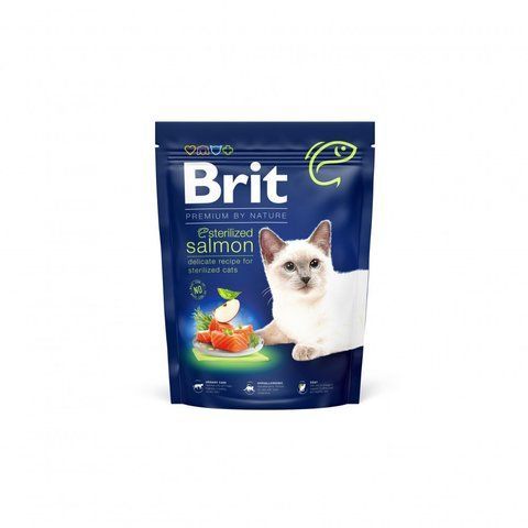 Корм сухий Brit Premium by Nature Cat Sterilized Salmon для стерилізованих котів з лососем 300 г S171848 фото